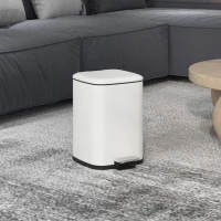 HOMCOM Poubelle de cuisine 12L avec couvercle, poubelle anti-traces de doigts avec pédale et seau intérieur amovible, blanc(m-2)