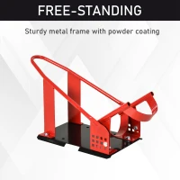 HOMCOM Motorcycle Wheel Chock 8-15.5 cm Metal Motorbike Holder Pre-Drilled Holes For Truck And Trailer(m-5)