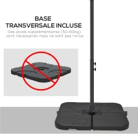 Outsunny Parasol déporté parasol rectangulaire extérieur manivelle et 6 baleines acier protection UV dim. 294L x 193l x 250H cm(m-6)