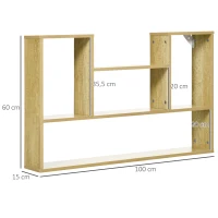 HOMCOM Estantería de Pared con 4 Compartimentos para Sala de Estar Dormitorio Cocina de Melamina de Madera 100x15x60 cm Natural(m-3)