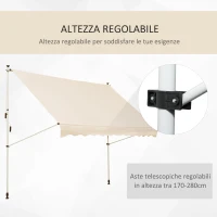 Outsunny Tenda da Sole a Bracci 3x1.5m con Manovella e Struttura Telescopica, Beige(m-7)