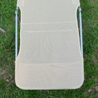 HOMCOM Chaise Longue Pliante Bain de Soleil inclinable transat textilène lit Jardin Plage 182L x 56l x 24,5H cm Beige(m-8)