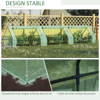 Outsunny Mini Serre de Jardin Serre à tomates mini serre tunnel toit pointu 400L x 100l x 80H cm Acier PE Haute densité 140 g/m² Anti-UV 3 fenêtres avec Zip enroulables Vert(m-5)