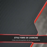 HOMCOM Bureau gaming racing bureau gamer bureau informatique bracket supports casque enceintes porte-gobelet métal plateau MDF texture carbone rouge noir(m-6)