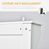 HOMCOM Meuble d'entrée avec banc porte manteaux 3 en 1 5 crochets banc de rangement pour salon couloir 96 x 34 x 179,7 cm crème(m-5)