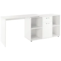 HOMCOM L-Shaped Computer Desk with Storage Compartments, Drawer and Cabinet, Laptop PC Corner Table, Home Office Workstation, 120 x 115 x 76cm, White(m-11)