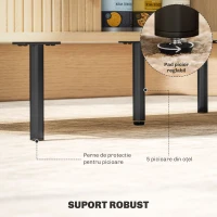 HOMCOM Măsuță de Cafea cu 2 Rafturi pentru Obiecte, Uși Culisante și Măsuță din Lemn și Oțel, 100x55x40 cm, Lemn Natural(m-7)