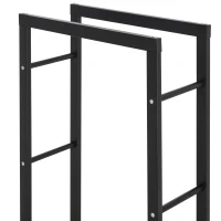 HOMCOM Range bûches Etagère porte bois de cheminée porte-bûches intérieur et extérieur charge max. 100 Kg dim. 60L x 25l x 150H cm métal noir(m-9)