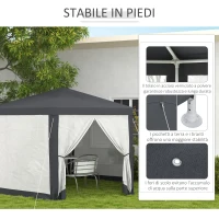 Outsunny Gazebo da Giardino Esagonale con Doppio Ingresso, in Metallo e Poliestere, 3.94x3.94x2.5 m, Grigio(m-6)