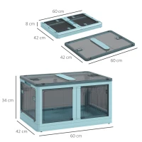 HOMCOM Caja de Almacenamiento Apilable con Tapa 69L de Capacidad Caja Organizadora Plegable con Ruedas 60x42x34 cm Azul(m-3)