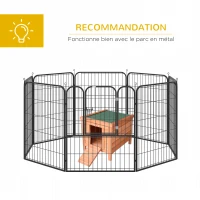 PawHut Clapier à lapin cage à lapin avec rampes/porte, toit ouvrant et étanche - en bois de sapin naturel et vert(m-7)