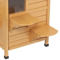 PawHut 2-story Cat House Outdoor, Weatherproof Wooden Cat Enclosure for Feral Cats with Escape Door, Openable Roof, Jumping Platforms, Natural Wood Finish(m-9)