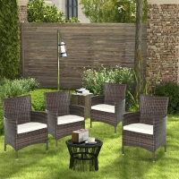 Outsunny 4 PC Rattan Chair Set, Patio Sofa Chairs Set, Cushioned Outdoor Rattan Furniture(m-2)