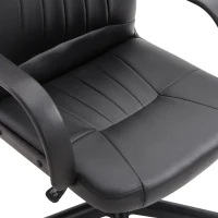 Vinsetto Silla de Oficina Giratoria Sillón de Escritorio Ergonómico con Ruedas Altura Ajustable Negro Material PU 60x60x90-99cm(m-7)