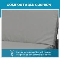 Outsunny PE Rattan Sun Loungers with Cushion, Outdoor Garden Sunbed Furniture with 5-Level Recliner Backrest, and Armrest, Set of 2, Grey(m-5)