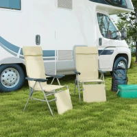 Outsunny Set of Two Sun Loungers, with Five-Position Adjustable Backs - Beige(m-2)