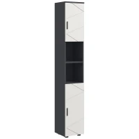 kleankin Line Embossed Tall Bathroom Storage Cabinet - Grey(m-1)