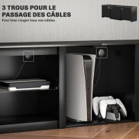 HOMCOM Meuble TV avec éclairage LED pour télévision jusqu'à 65 pouces, 160cm avec étagères en verre réglables, noir(m-7)