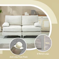 HOMCOM 2 Seater Sofa, Modern Fabric Loveseat with Spring Cushion and Metal Legs, Small Couch for Living Room, Bedroom, Home Office, Reception, Cream White(m-6)