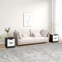 HOMCOM Set of Two Monochrome Two-Drawer Bedside Tables(m-10)