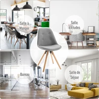 HOMCOM Lot de 2 Chaise de Salle à Manger, Chaise de Cuisine, Design Simple Moderne, revêtement Tissu en Lin, siège Dossier Confortable, Rembourrage Mousse, Pieds Bois, 48 x 56 x 87 cm, Gris(m-4)