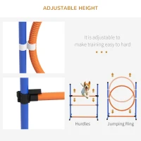 PawHut Dog Agility Training Equipment with Weave Poles, Jump Ring, Pause Box, Adjustable Hurdle, Carry Bag, Orange(m-4)