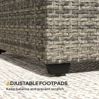 Outsunny 90 x 50cm Glass-Top Rattan Side Table - Dark Grey(m-7)