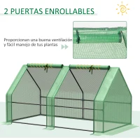 Outsunny Invernadero de Jardín Terraza 180x90x90 cm Tipo Caseta Tubo de Acero con 2 Ventanas  Enrollables Vivero Casero para Cultivo Plantas Verduras Verde(m-6)