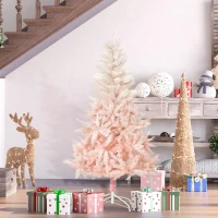 HOMCOM 5FT Pink Artificial Christmas Tree Holiday Home Decoration Ornament w/ Metal Stand Fully Pretty Home Office Joy(m-2)