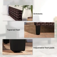 Outsunny Two-Seater Rattan Outdoor Sofa - Brown(m-7)