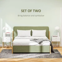 HOMCOM Set of Two Elegant Bedside Tables - White/Gold-Tone(m-4)