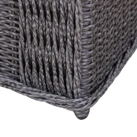 Outsunny Deluxe Round PE Rattan Garden Furniture Set, Fully-assembly Outdoor Sofa Set with Armchair, Loveseat, Glass Top Coffee Table, Aluminium Frame, Cushion, Grey(m-8)