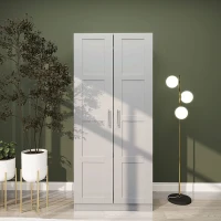 HOMCOM Double Paneled Door Wardrobe, with Shelves - Grey(m-2)