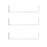 HOMCOM Set of 3 Wooden U-Shaped Floating Shelves Set Wall Mounted Hanging Bookshelf CD DVD Storage Display for Bedroom Living Room Kitchen, White(m-11)
