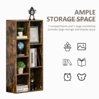 HOMCOM Seven-Cube Bookcase - Rustic Brown Wood Effect(m-4)
