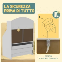 AIYAPLAY Libreria per Bambini a 2 Livelli con Cassetto su Ruote per Giochi e Libri, 62x40x88 cm, Bianco(m-6)