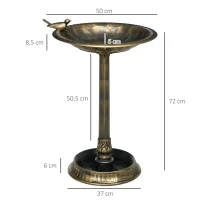 Outsunny Baño para Pájaros de Jardín Exterior con 2 Niveles Recipientes para Agua y Comida Diseño Retro y Elegante Bronce(m-3)