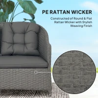 Outsunny Four-Piece Rattan Set, with Glass-Top Table - Light Grey(m-4)