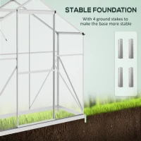 Outsunny 6 x 2.5ft Polycarbonate Greenhouse Walk-In Green House with Rain Gutter, Sliding Door, Window, Foundation, Silver(m-5)
