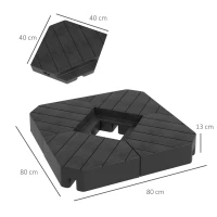 Outsunny Umbrella Weights for Cantilever Parasols, Set of 4 Heavy Duty Parasol Base Stand Weights, 80kg Sand or 60kg Water Filled, Black(m-3)