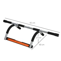 HOMCOM Barre de traction - barre de porte - pull up bar - barre d'étirement musculation pour cadres de porte - acier gris(m-3)