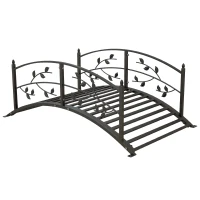 Outsunny Pont de jardin pont de bassin décoration du jardin dim. 119L x 67l x 47H cm avec balustrade motif de vigne acier noir(m-1)