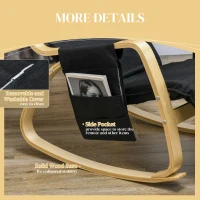 HOMCOM Rocking Lounge Chair Recliner Relaxation Lounging Relaxing Seat with Adjustable Footrest, Side Pocket and Pillow, Black(m-6)