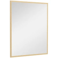 HOMCOM Miroir mural rectangulaire 90 x 70 cm, cadre en bois, idéal pour la salle de bain, salon ou chambre, naturel(m-1)