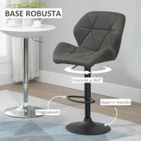 HOMCOM Set 2 Sgabelli da Bar con Altezza Regolabile, Base in Metallo e Seduta in Finta Pelle, Sgabelli con Schienale e Poggiapiedi, 51.5x57.5x93-114.5 cm, Verde Militare(m-5)