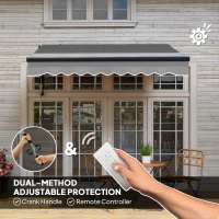 Outsunny 2.5 x 2m Electric Awning with Remote Controller, Aluminium Frame DIY Retractable Awning, UV30+ Sun Shade Canopy for Garden Patio Deck Door Window, Dark Grey(m-4)