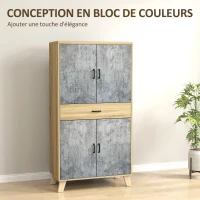 HOMCOM Armoire de cuisine buffet cuisine meuble de rangement avec 2 placards à portes double, étagères réglables et tiroir(m-7)