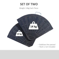 Outsunny 2 Piece Parasol Base, 28kg Resin Umbrella Stand Weights for Cantilever Parasol with Handles, Bronze(m-5)