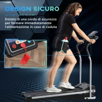 HOMCOM Tapis Roulant Elettrico Pieghevole, Tapis Roulant Elettrico Portatile 1.25HP con Schermo LCD, Velocità 1-10 km/h, Ruote, Allenamento per Casa, Ufficio, Palestra, Nero e Grigio(m-7)