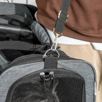 PawHut Sac de transport pour animaux 4 en 1 trolley chariot panier à roulette sa bandoulières 4 roulettes amovibles gris(m-9)